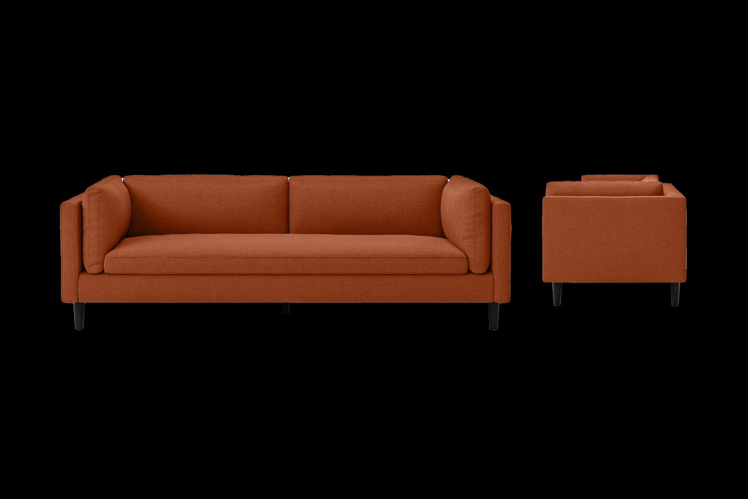 LIVELUSSO Sofa Matera 4 Seater Sofa Orange Linen Fabric