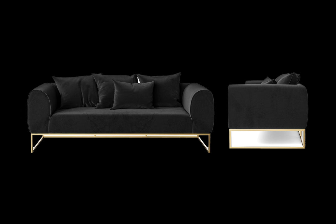 LIVELUSSO Sofa Mazara 3 Seater Sofa Black Velvet