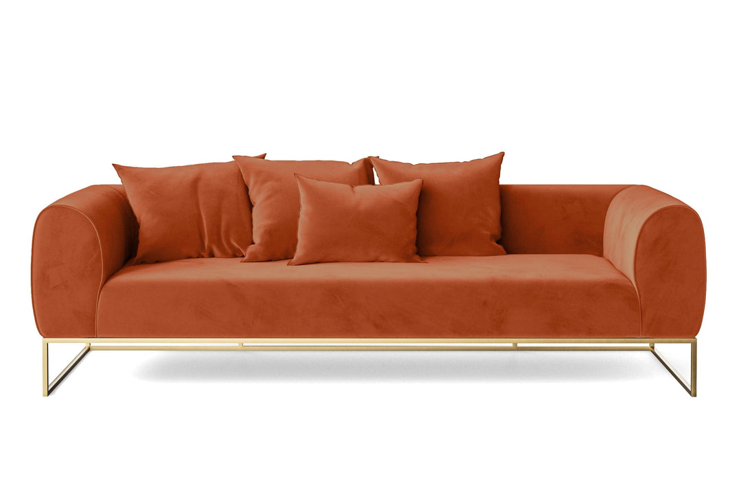 LIVELUSSO Sofa Mazara 4 Seater Sofa Orange Velvet