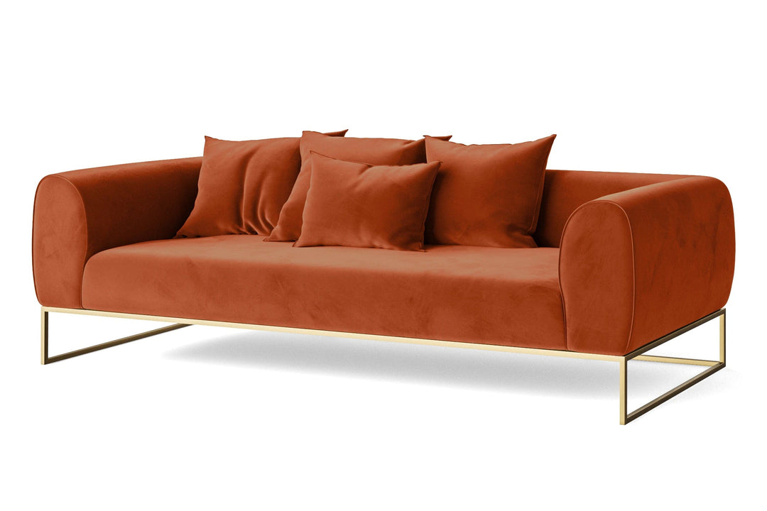 LIVELUSSO Sofa Mazara 4 Seater Sofa Orange Velvet