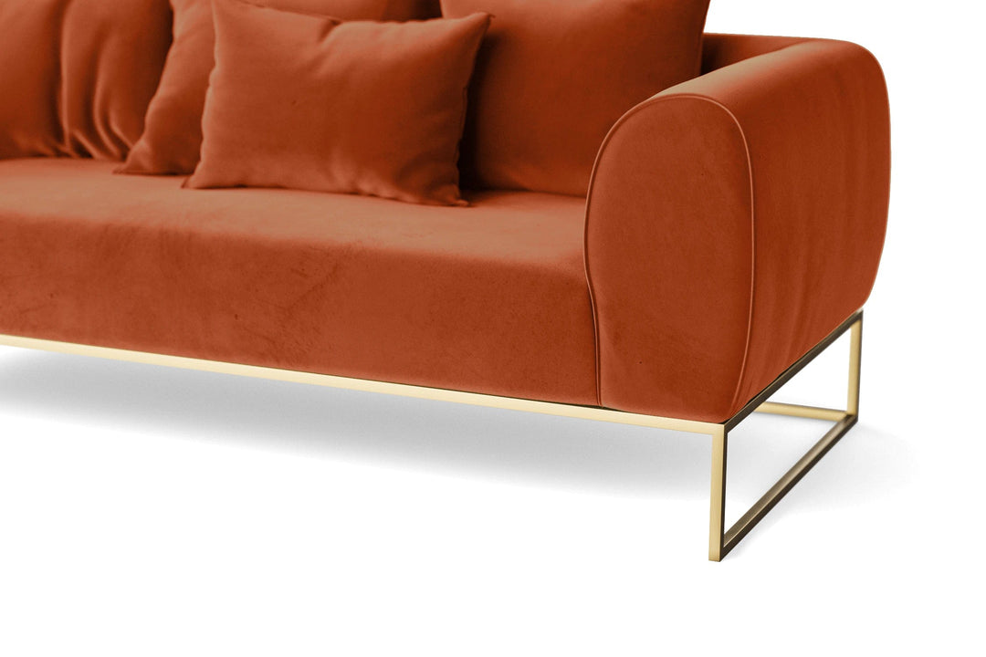 LIVELUSSO Sofa Mazara 4 Seater Sofa Orange Velvet