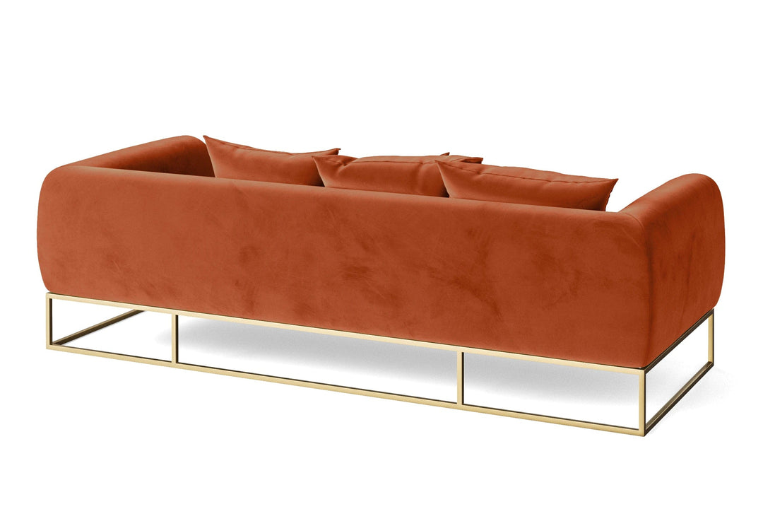 LIVELUSSO Sofa Mazara 4 Seater Sofa Orange Velvet