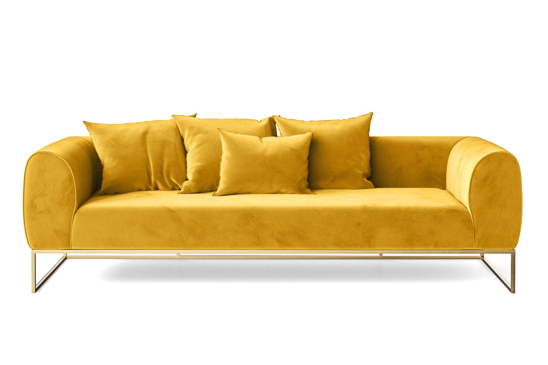 LIVELUSSO Sofa Mazara 4 Seater Sofa Yellow Velvet