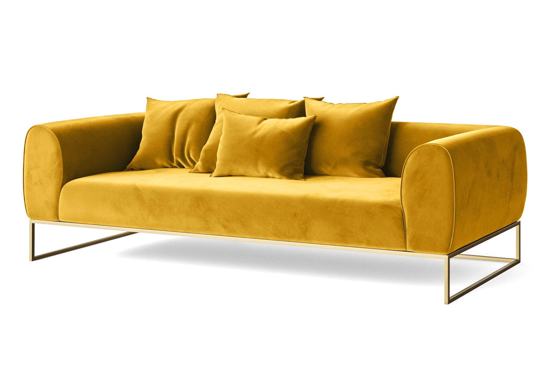 LIVELUSSO Sofa Mazara 4 Seater Sofa Yellow Velvet