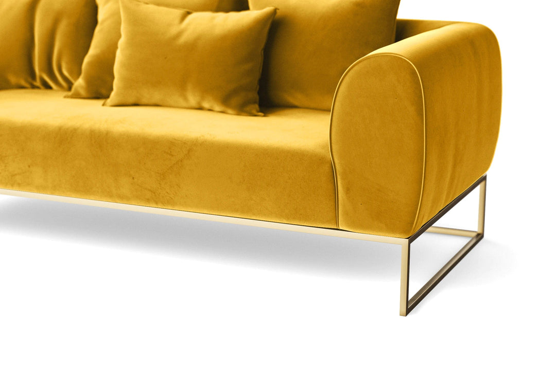 LIVELUSSO Sofa Mazara 4 Seater Sofa Yellow Velvet