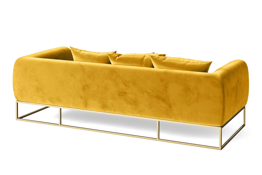 LIVELUSSO Sofa Mazara 4 Seater Sofa Yellow Velvet