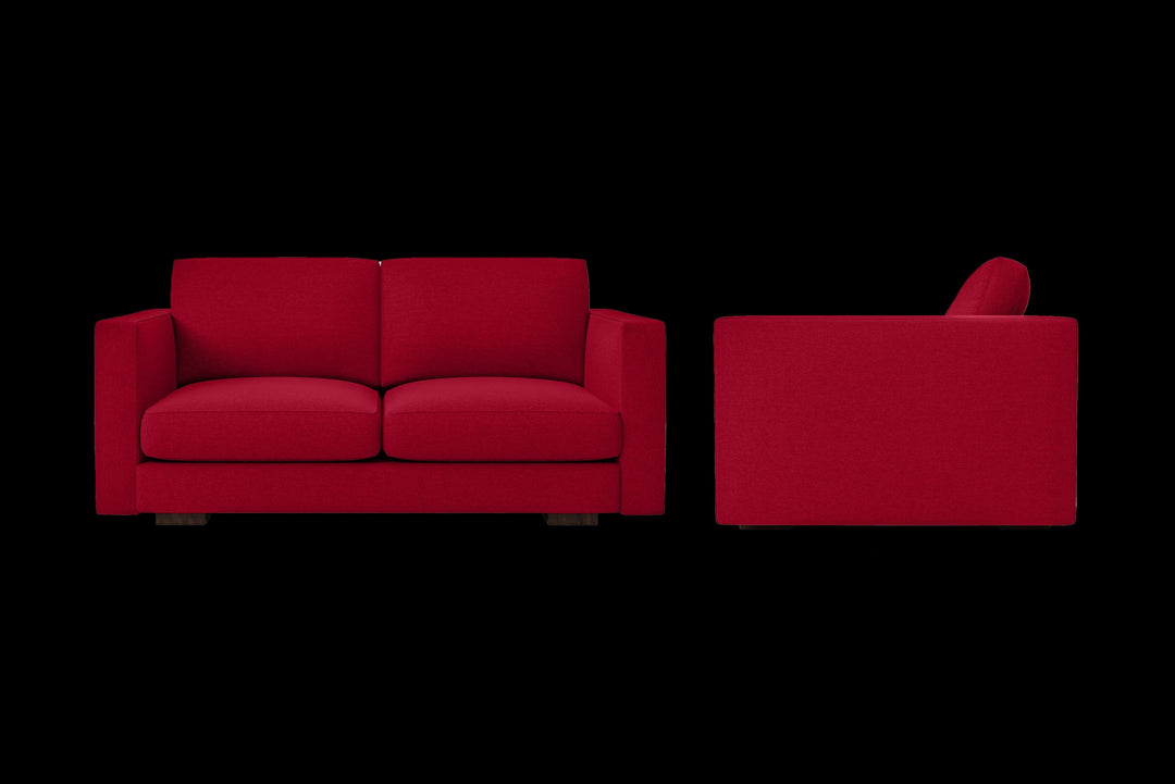 LIVELUSSO Sofa Messina 2 Seater Sofa Red Linen Fabric