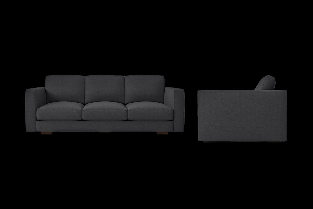 LIVELUSSO Sofa Messina 3 Seater Sofa Dark Grey Linen Fabric