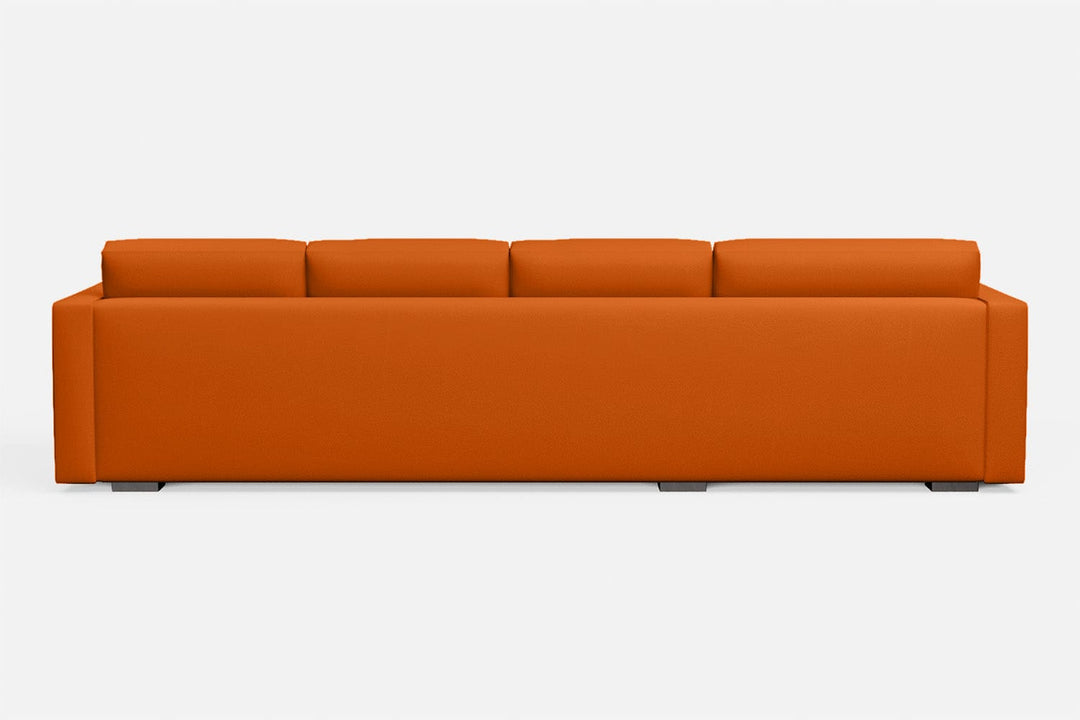 LIVELUSSO Chaise Lounge Sofa Messina 4 Seater Left Hand Facing Chaise Lounge Corner Sofa Orange Leather