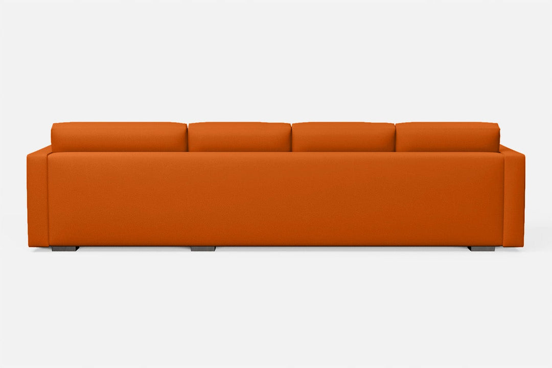 LIVELUSSO Chaise Lounge Sofa Messina 4 Seater Right Hand Facing Chaise Lounge Corner Sofa Orange Leather