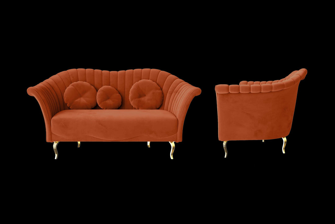 LIVELUSSO Sofa Milan 2 Seater Sofa Orange Velvet