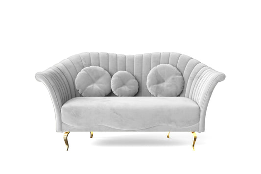 Milan 2 Seater Sofa White Velvet