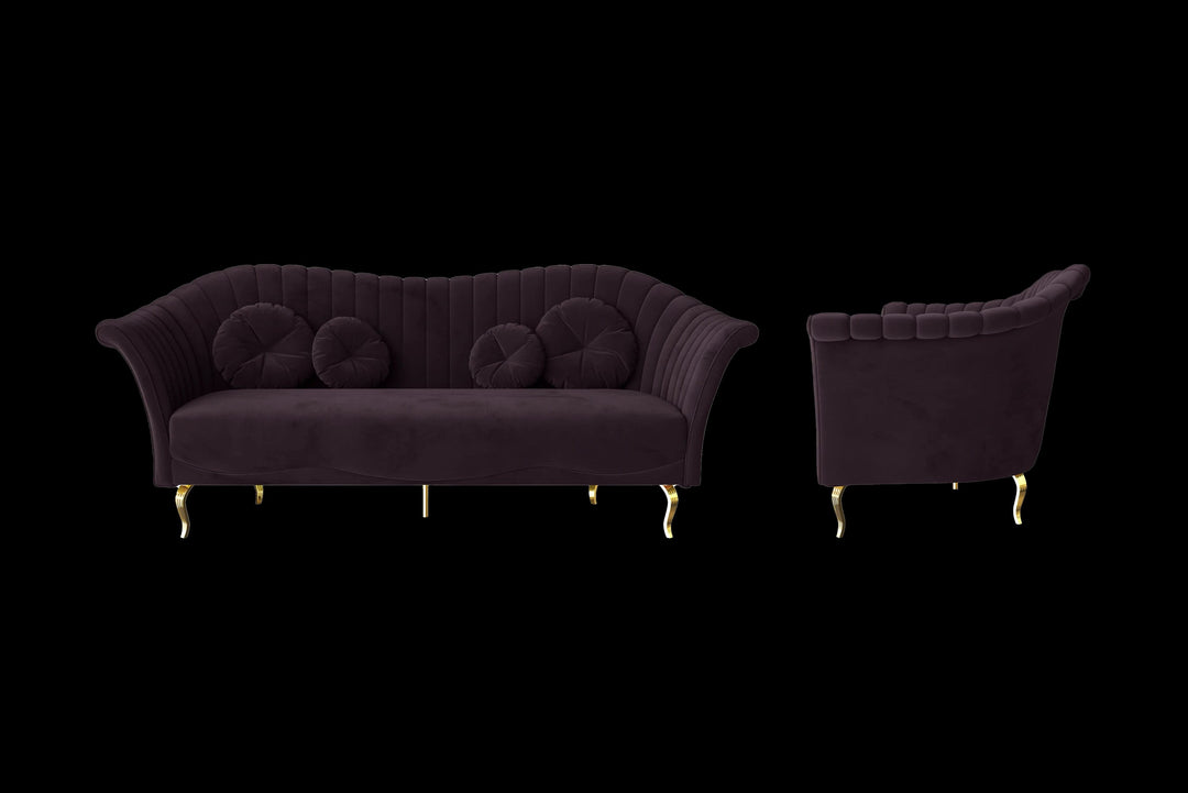 LIVELUSSO Sofa Milan 3 Seater Sofa Purple Velvet