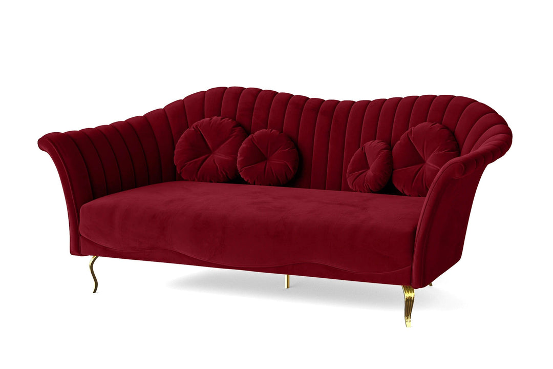 LIVELUSSO Sofa Milan 3 Seater Sofa Red Velvet