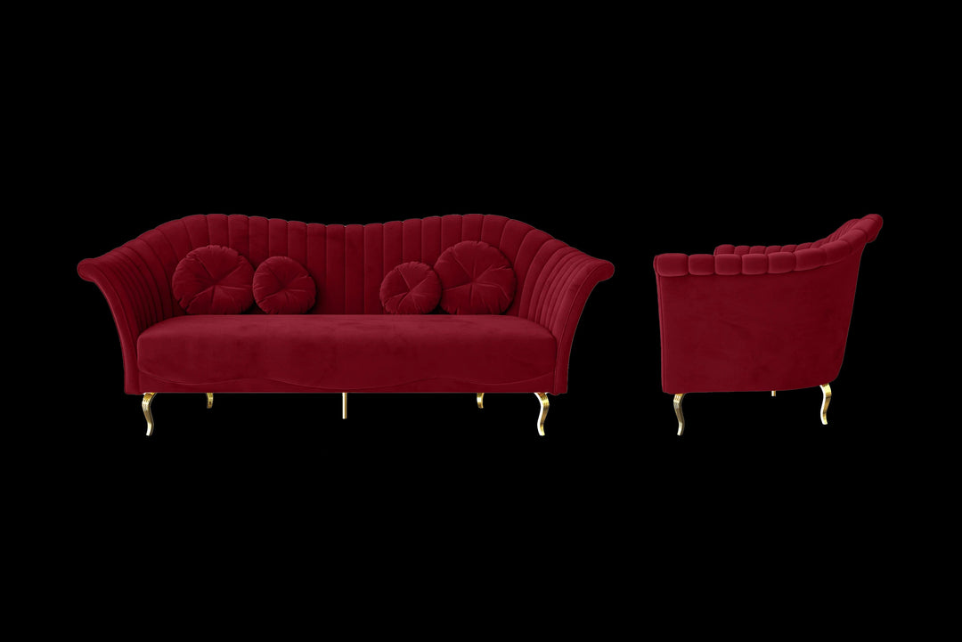 LIVELUSSO Sofa Milan 3 Seater Sofa Red Velvet