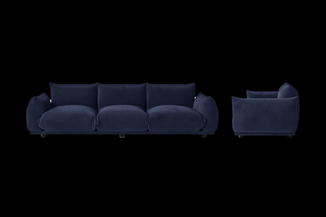 LIVELUSSO Sofa Minneapolis 3 Seater Sofa Dark Blue Velvet