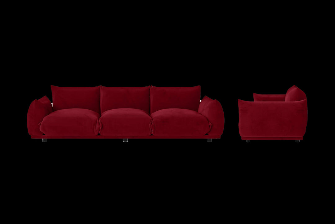 LIVELUSSO Sofa Minneapolis 3 Seater Sofa Red Velvet