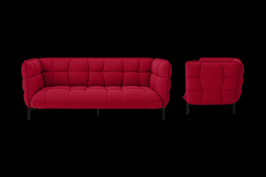 LIVELUSSO Sofa Modica 3 Seater Sofa Red Linen Fabric