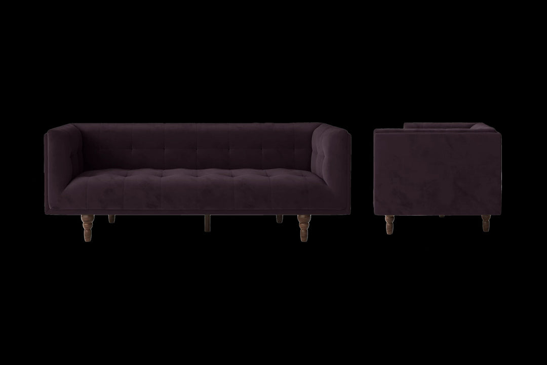 LIVELUSSO Sofa Nahant 3 Seater Sofa Purple Velvet