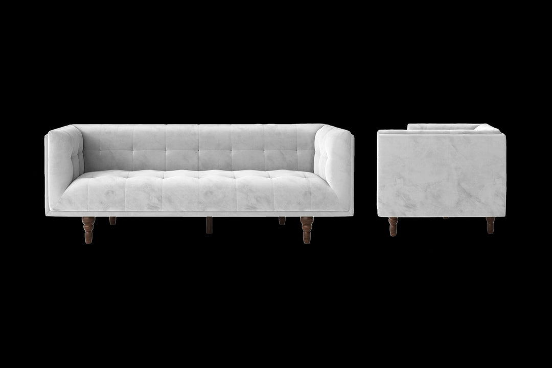 LIVELUSSO Sofa Nahant 3 Seater Sofa White Velvet