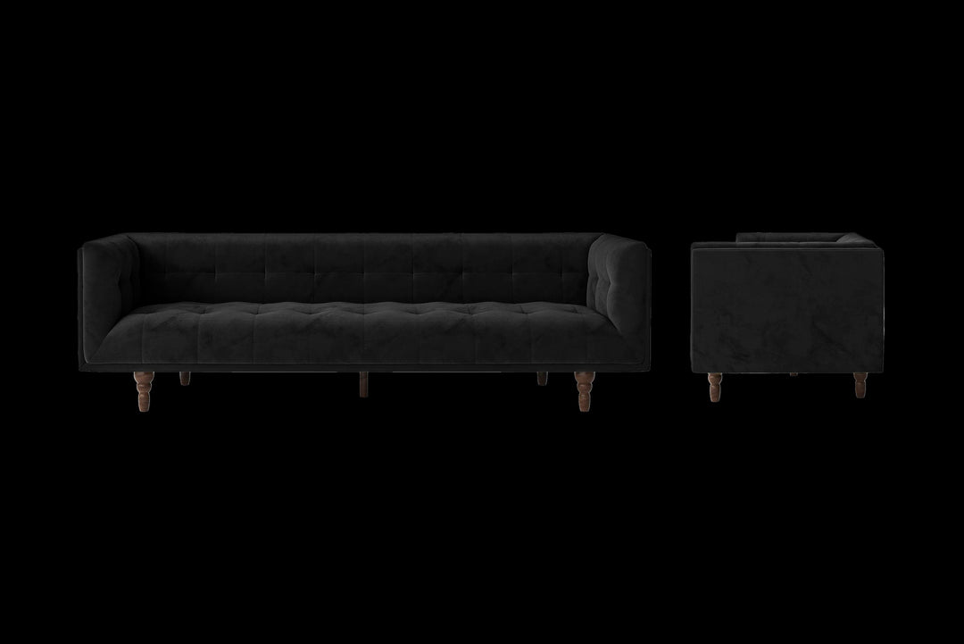 LIVELUSSO Sofa Nahant 4 Seater Sofa Black Velvet