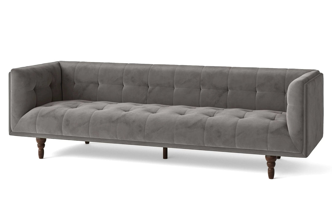 LIVELUSSO Sofa Nahant 4 Seater Sofa Grey Velvet