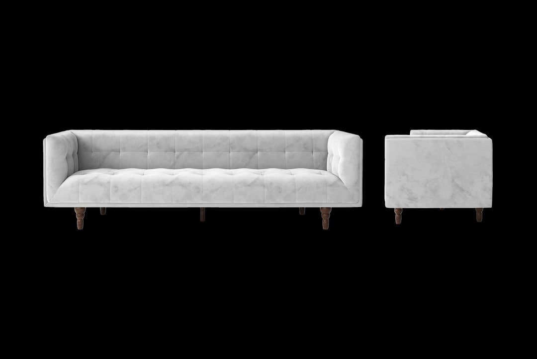 LIVELUSSO Sofa Nahant 4 Seater Sofa White Velvet