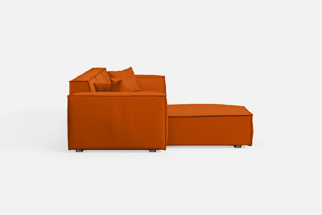 LIVELUSSO Chaise Lounge Sofa Naples 3 Seater Left Hand Facing Chaise Lounge Corner Sofa Orange Leather