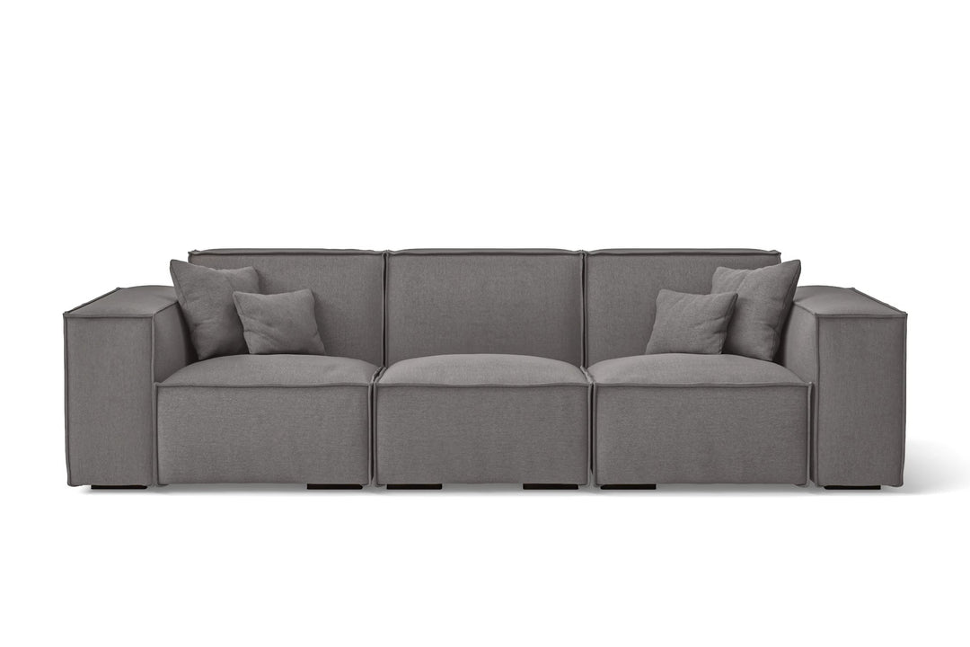 LIVELUSSO Sofa Naples 3 Seater Sofa Grey Linen Fabric