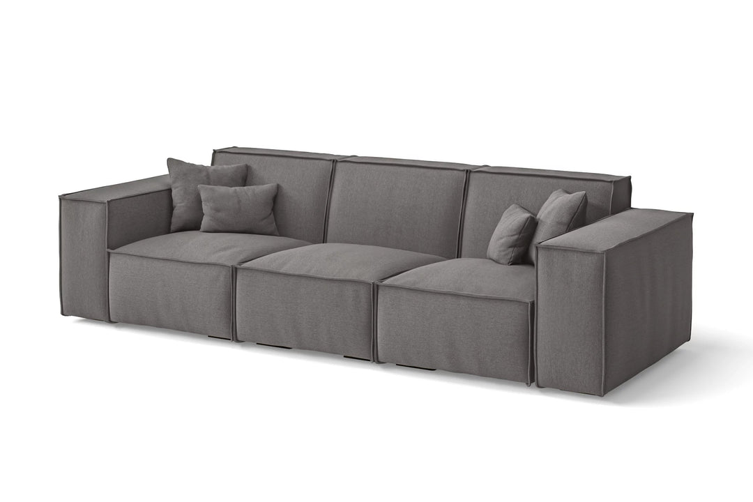 LIVELUSSO Sofa Naples 3 Seater Sofa Grey Linen Fabric