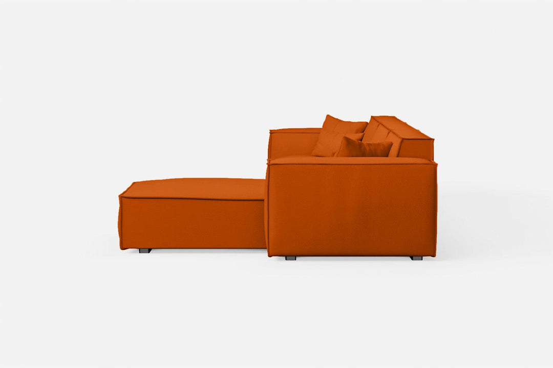 LIVELUSSO Chaise Lounge Sofa Naples 3 Seater Right Hand Facing Chaise Lounge Corner Sofa Orange Leather