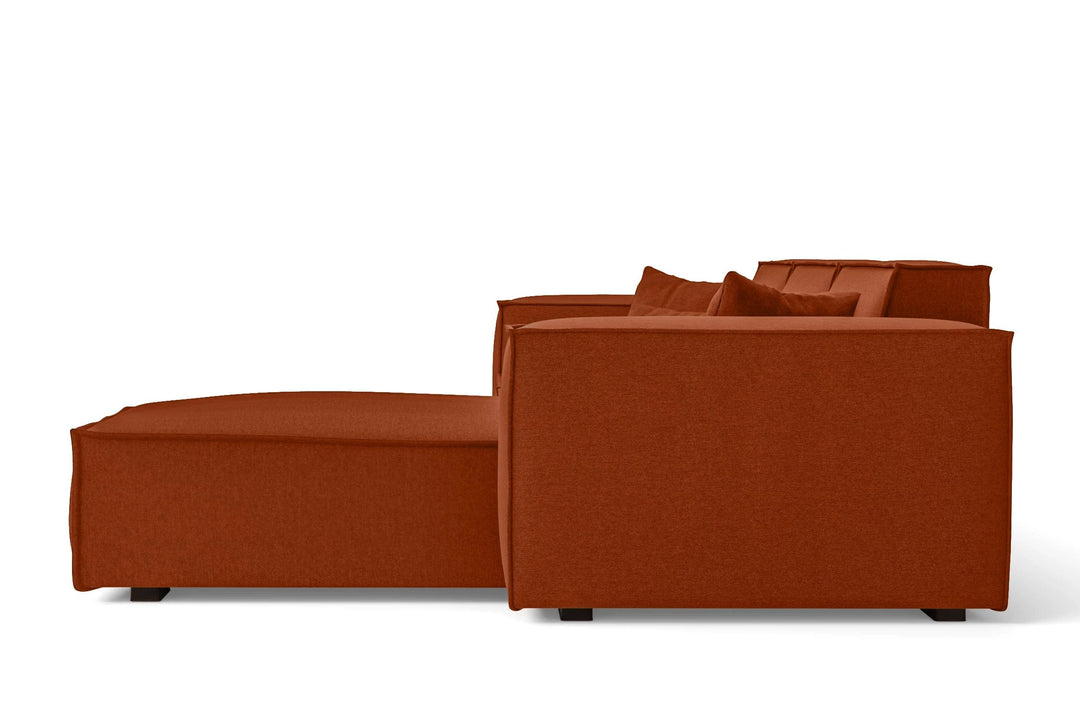 LIVELUSSO Chaise Lounge Sofa Naples 3 Seater Right Hand Facing Chaise Lounge Corner Sofa Orange Linen Fabric