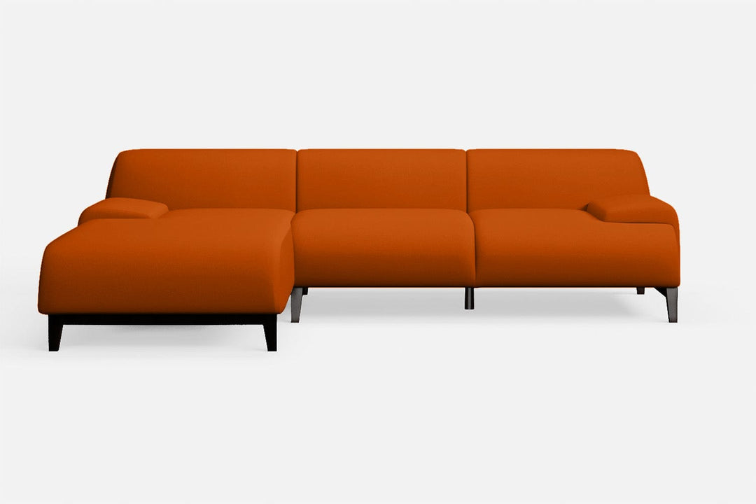 LIVELUSSO Chaise Lounge Sofa Pavia 3 Seater Left Hand Facing Chaise Lounge Corner Sofa Orange Leather