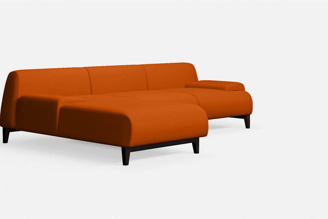 LIVELUSSO Chaise Lounge Sofa Pavia 3 Seater Left Hand Facing Chaise Lounge Corner Sofa Orange Leather