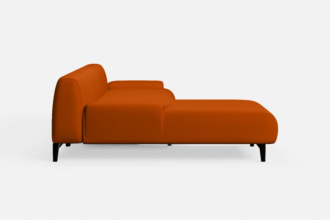 LIVELUSSO Chaise Lounge Sofa Pavia 3 Seater Left Hand Facing Chaise Lounge Corner Sofa Orange Leather