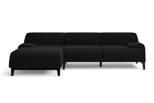 Pavia 3 Seater Left Hand Facing Chaise Lounge Corner Sofa Black Linen Fabric