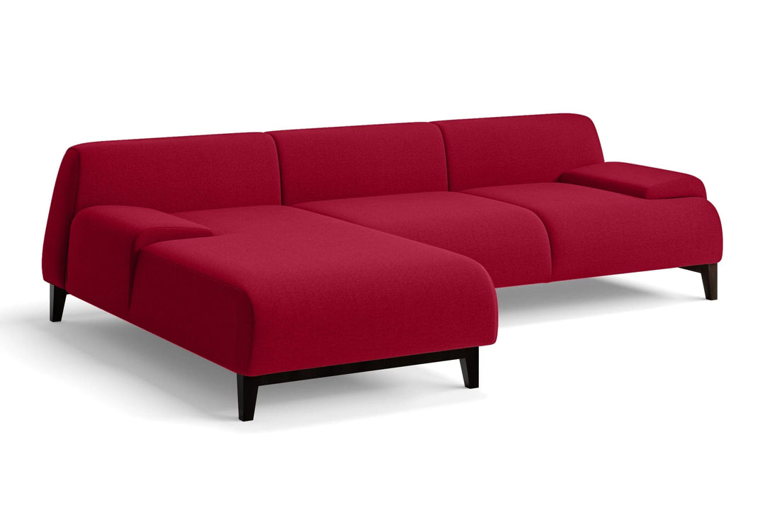 LIVELUSSO Chaise Lounge Sofa Pavia 3 Seater Left Hand Facing Chaise Lounge Corner Sofa Red Linen Fabric