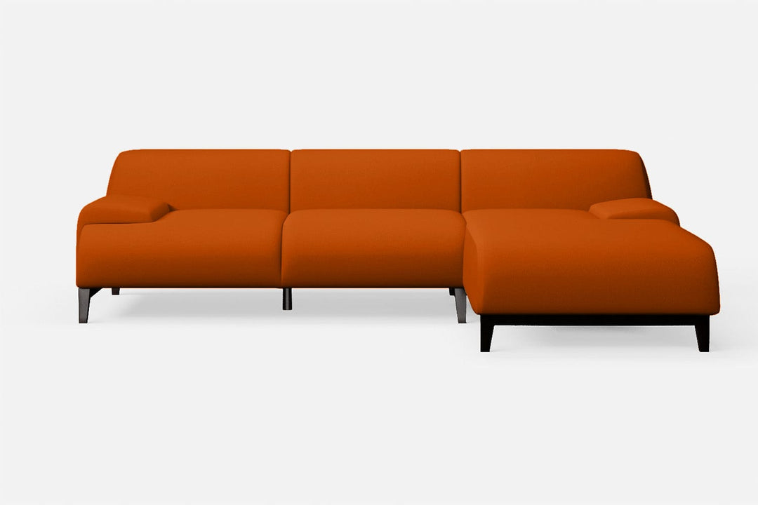 LIVELUSSO Chaise Lounge Sofa Pavia 3 Seater Right Hand Facing Chaise Lounge Corner Sofa Orange Leather