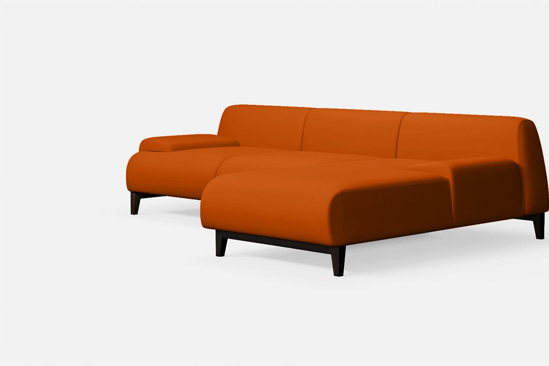 LIVELUSSO Chaise Lounge Sofa Pavia 3 Seater Right Hand Facing Chaise Lounge Corner Sofa Orange Leather