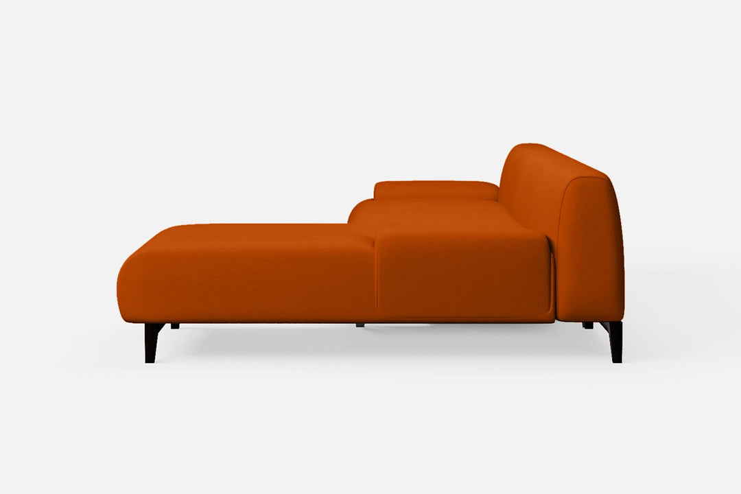 LIVELUSSO Chaise Lounge Sofa Pavia 3 Seater Right Hand Facing Chaise Lounge Corner Sofa Orange Leather