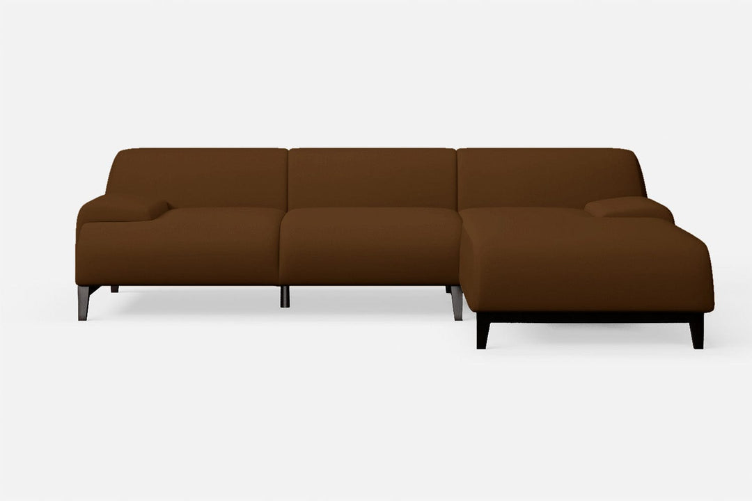 LIVELUSSO Chaise Lounge Sofa Pavia 3 Seater Right Hand Facing Chaise Lounge Corner Sofa Walnut Brown Leather