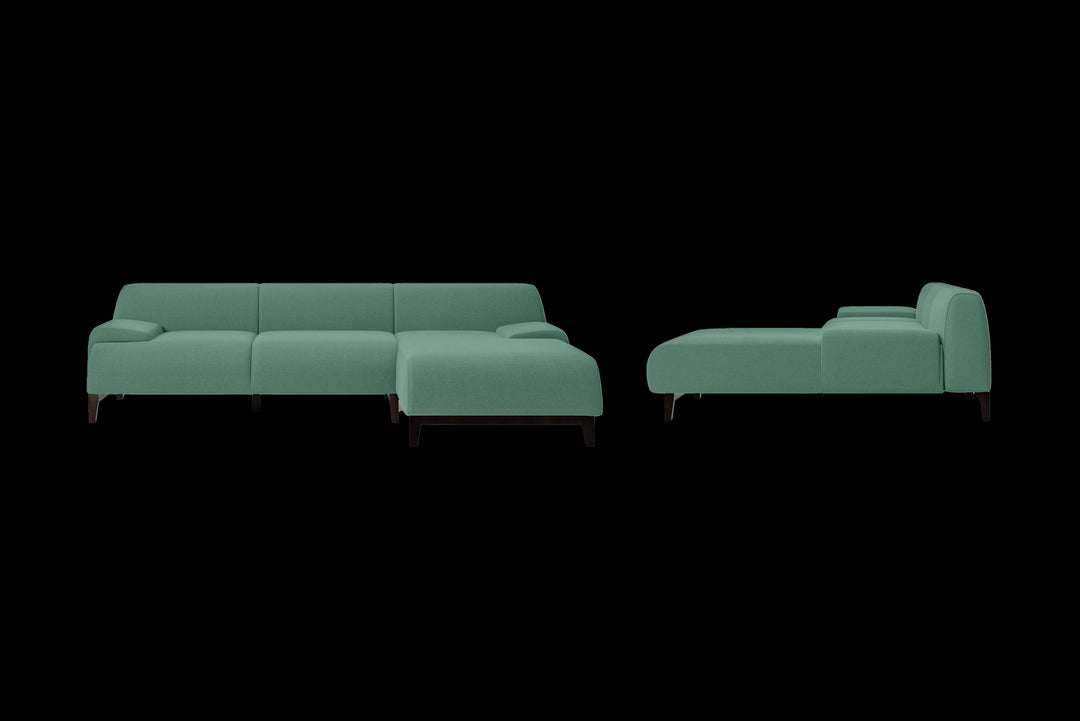 LIVELUSSO Chaise Lounge Sofa Pavia 3 Seater Right Hand Facing Chaise Lounge Corner Sofa Mint Green Linen Fabric