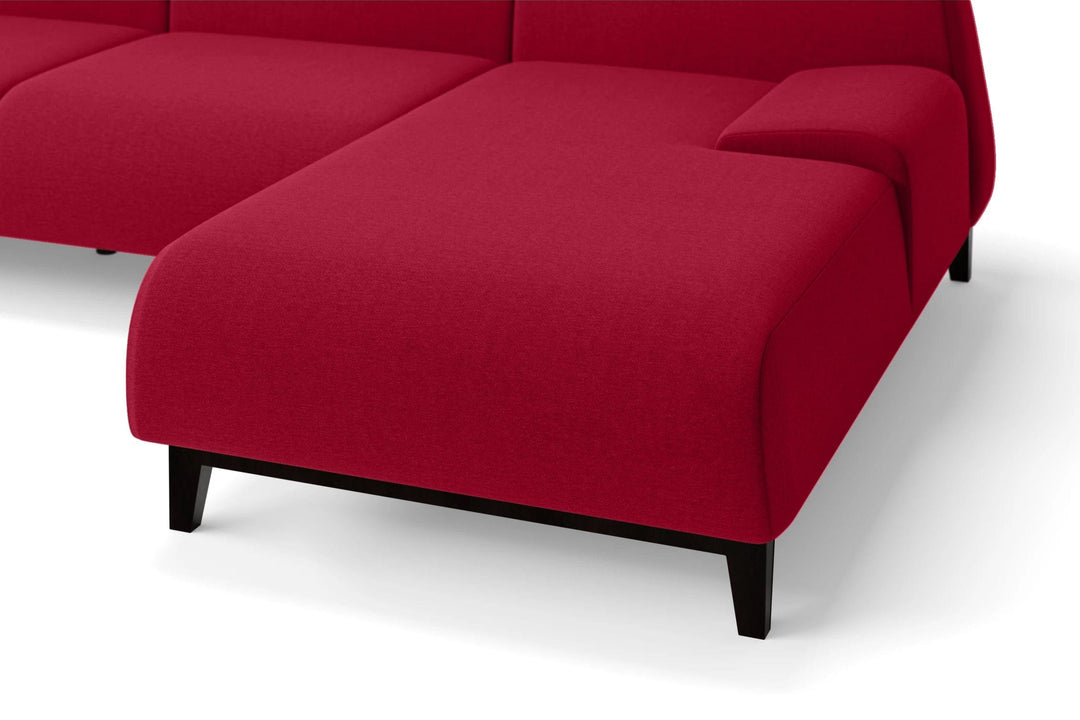 LIVELUSSO Chaise Lounge Sofa Pavia 3 Seater Right Hand Facing Chaise Lounge Corner Sofa Red Linen Fabric