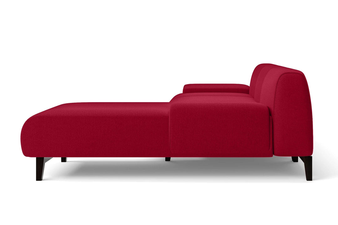 LIVELUSSO Chaise Lounge Sofa Pavia 3 Seater Right Hand Facing Chaise Lounge Corner Sofa Red Linen Fabric