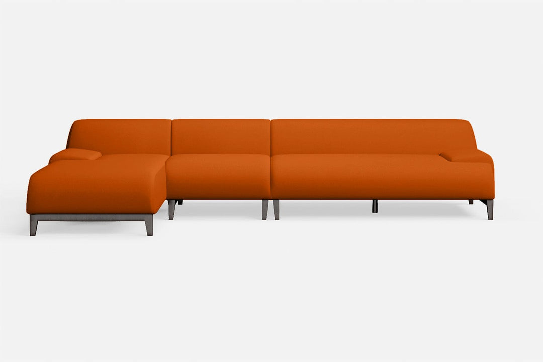 LIVELUSSO Chaise Lounge Sofa Pavia 4 Seater Left Hand Facing Chaise Lounge Corner Sofa Orange Leather