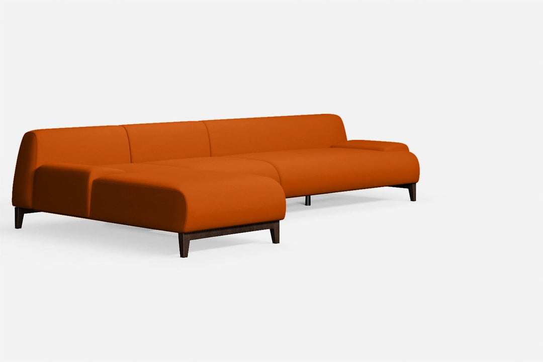 LIVELUSSO Chaise Lounge Sofa Pavia 4 Seater Left Hand Facing Chaise Lounge Corner Sofa Orange Leather