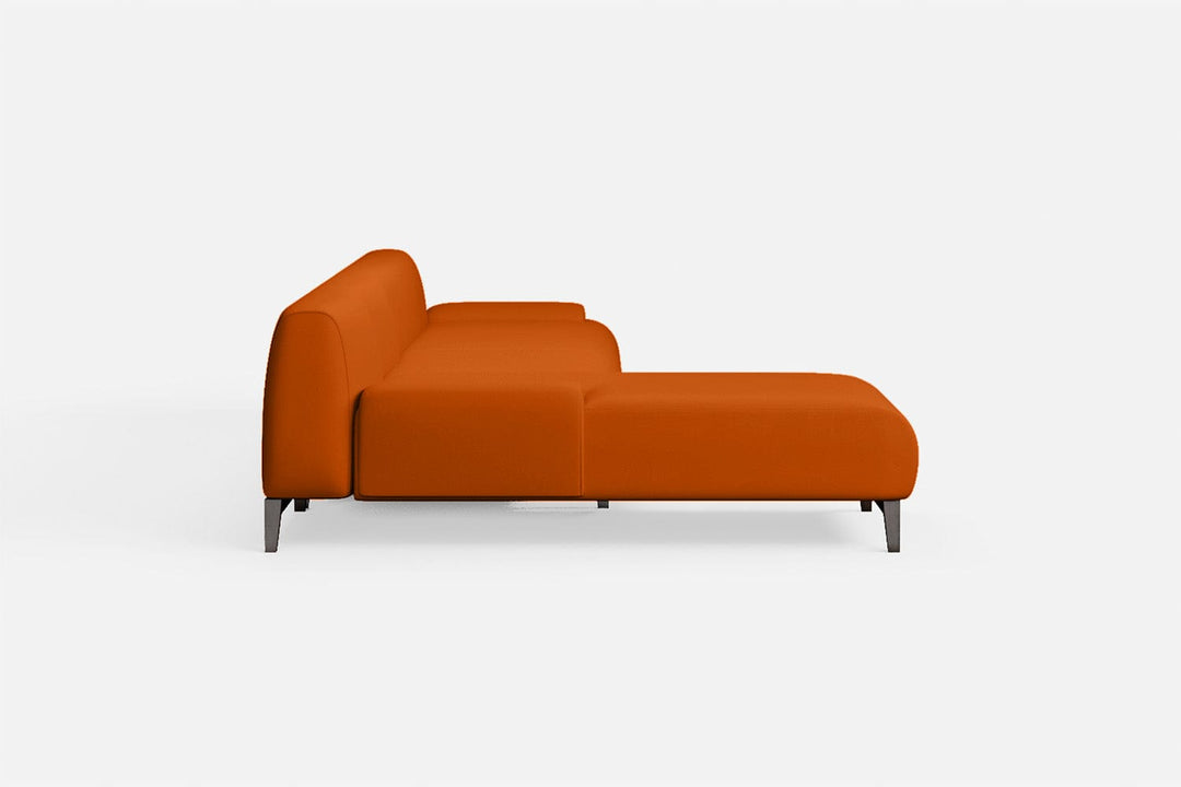 LIVELUSSO Chaise Lounge Sofa Pavia 4 Seater Left Hand Facing Chaise Lounge Corner Sofa Orange Leather