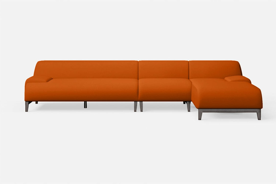 LIVELUSSO Chaise Lounge Sofa Pavia 4 Seater Right Hand Facing Chaise Lounge Corner Sofa Orange Leather