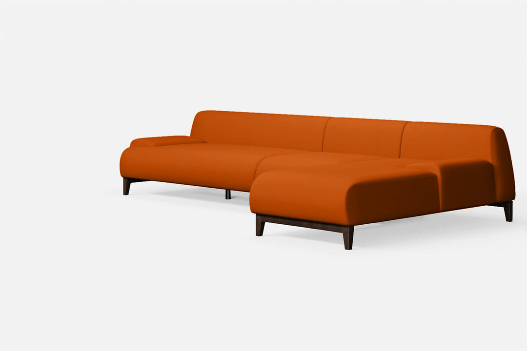 LIVELUSSO Chaise Lounge Sofa Pavia 4 Seater Right Hand Facing Chaise Lounge Corner Sofa Orange Leather