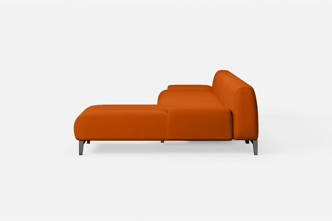 LIVELUSSO Chaise Lounge Sofa Pavia 4 Seater Right Hand Facing Chaise Lounge Corner Sofa Orange Leather